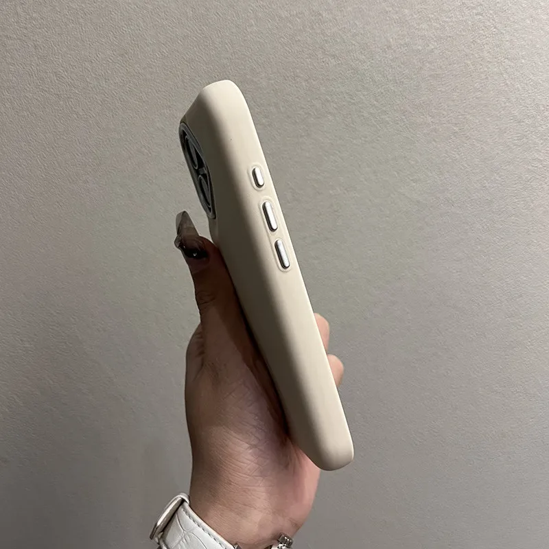 HOCE Leather Texture Phone Case For iPhone 16 Pro Max 15 Pro 14 13 12 Solid Color Frosted Thickened Non-slip Silicone Back Cover