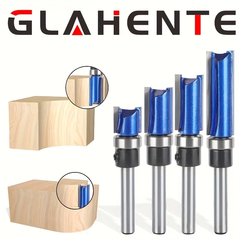 

‌ Набор прямых фрез «Glahente, 4 шт., 1/4 дюйма с подшипником — твердосплавный наконечник для деревообработки, шкафов и поделок» ‌ (126 символов)