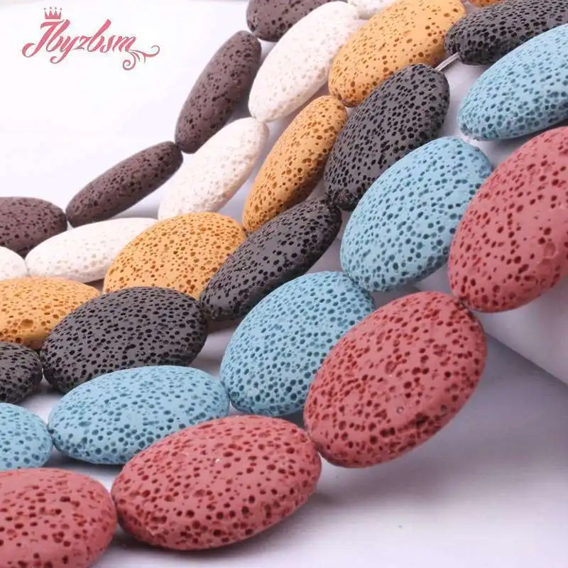 26-27mm Coin Beads Lava Rock Volcanic Beads Natural Stone Spacer Beads for DIY Charms Necklace Bracelat Jewelry Making 14.5\