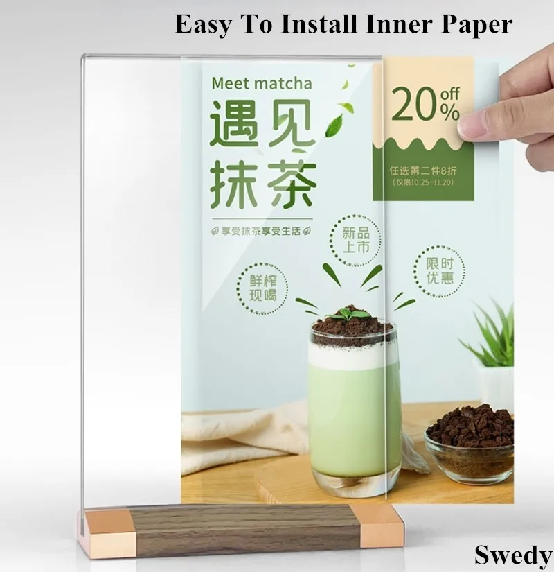 A5 148X210MM Acrylic Sign Holder Display Stand Restaurant Table Menu Paper Price Label Photo Picture Poster Frame