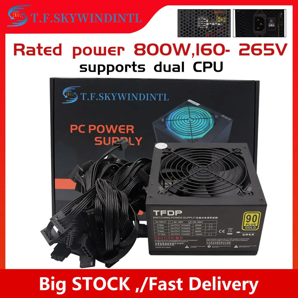 

800W ATX Power Supply for Computer Quiet & Efficient for Gaming PC Build 110v 220v Competitive Game Gamer 80PLUS 110V 220V
