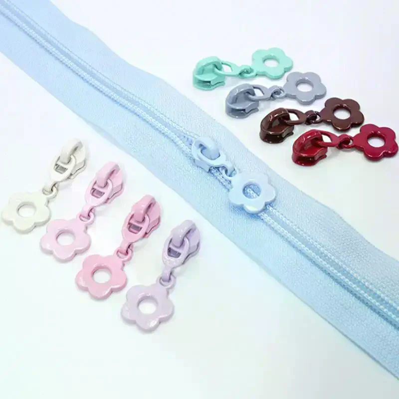 10Pcs Cute Little Flower Zipper Head For #3 Nylon Zippers Suitable For Home Sewing DIY Handmade Zipper Replacement