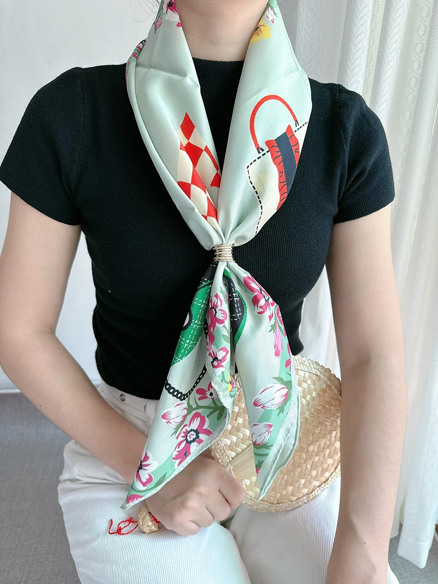 الأخضر وشاح فولارد العلامة التجارية مصمم جودة عالية جديد في Vip وشاح منديل اليد توالت 90 سنتيمتر 100% الحرير الخالص d وشاح 90x90 سنتيمتر