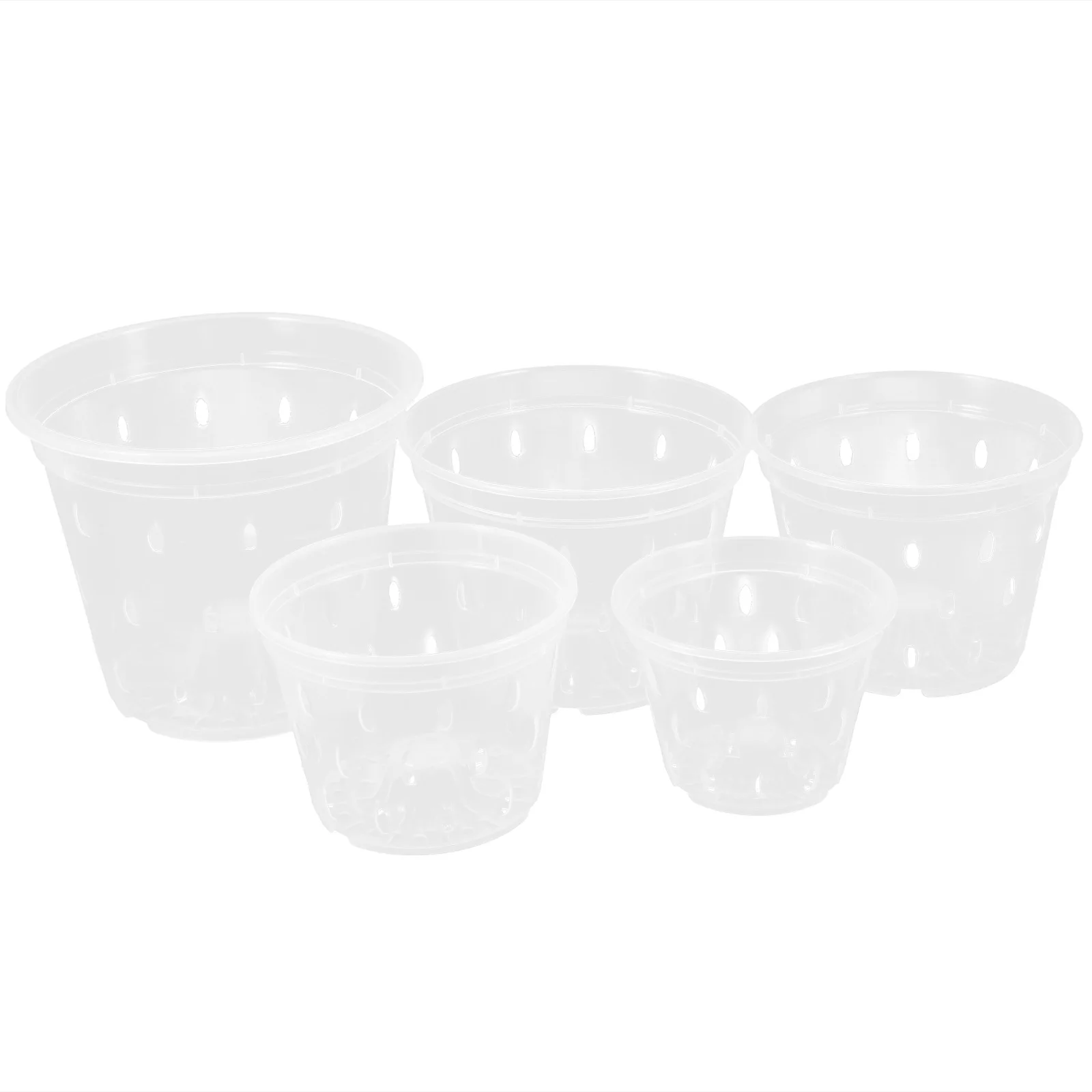 

5pcs Root Control Orchid Pots with Drainage Holes Clear Plastic Flower Garden PP Planters for Indoor Outdoor Use Durable