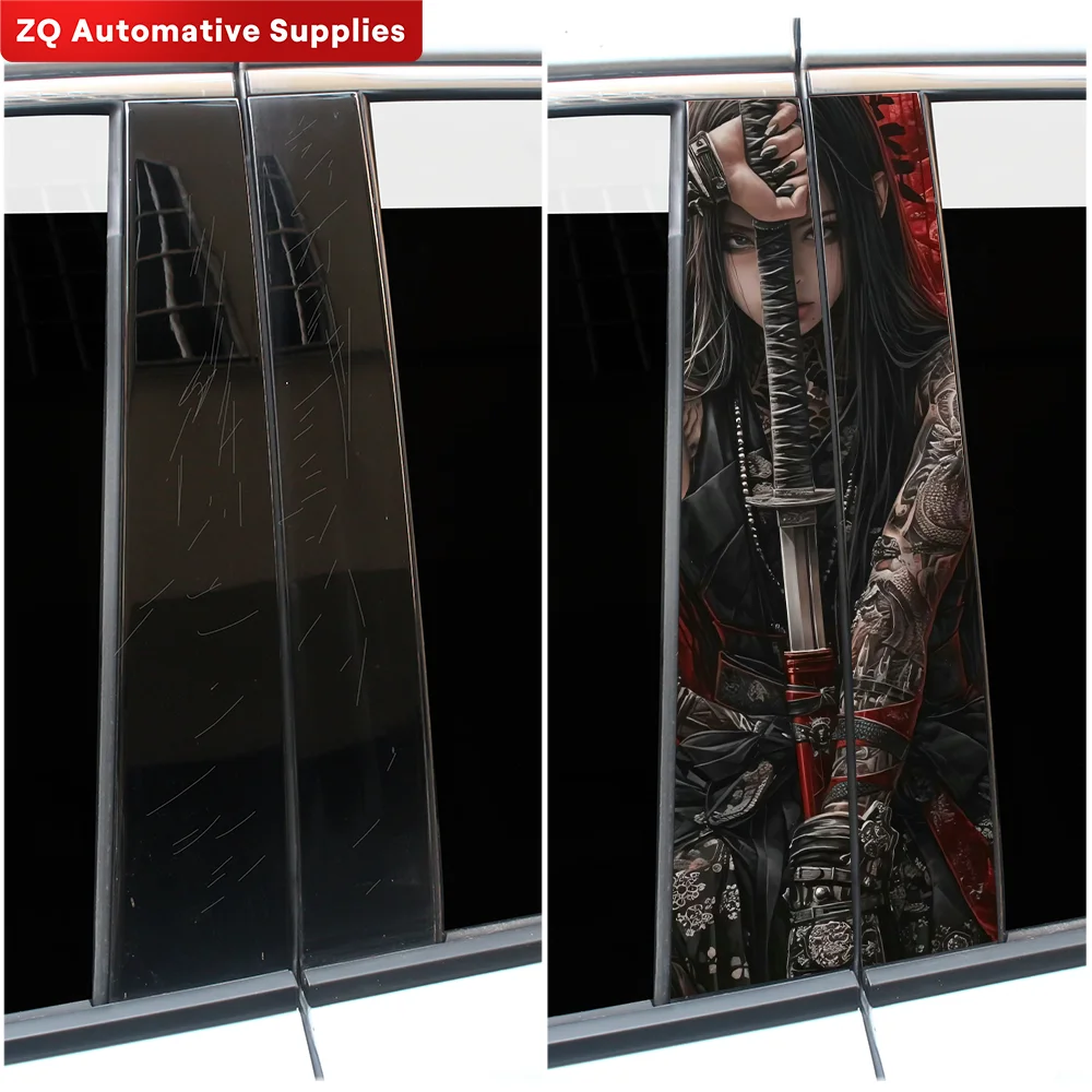 Female Samurai Car Stickers Auto B Pillar Waterproof Funny Decoration Cover Scratches Sunscreen Car Doors Pillar Vinyl Decals