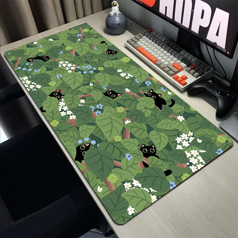 

Cute Large Mouse Pad 100x50 Big Computer Plant Grass Gaming Mousepad Anti-Slip Rubber Kawaii Cat Locking Edge Gaming Mouse Mat