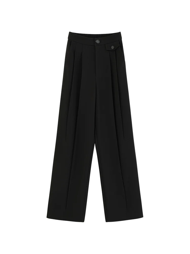 Elegant Chic Loose High Waist Wide Leg Pants Winter Warm Straight Leg Trousers for Women Casual Office Slimming Long Suit Style