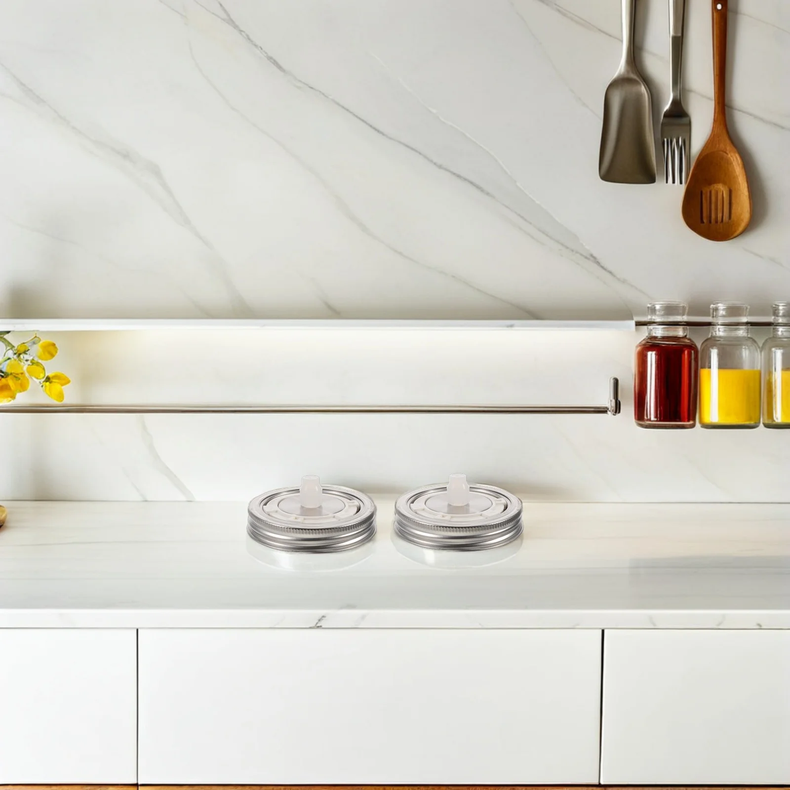 

Mason Jar Fermentation Lid Silicone Seal Cover Replacement Vacuum Cap for Home Brewing Mason Jar Fermentation Lid