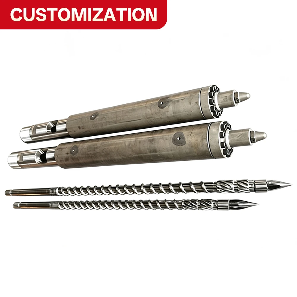 Custom Bimetal Auger Screw and Barrel Cylinder For Plastic Injection Molding Machine Wear‑Resistant Injection Spare Replacement
