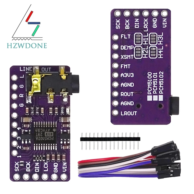 Interfejs I2S PCM5102A dekoder DAC GY-PCM5102 moduł odtwarzacza I2S dla Raspberry Pi płytka formatu pHAT cyfrowa karta audio PCM5102