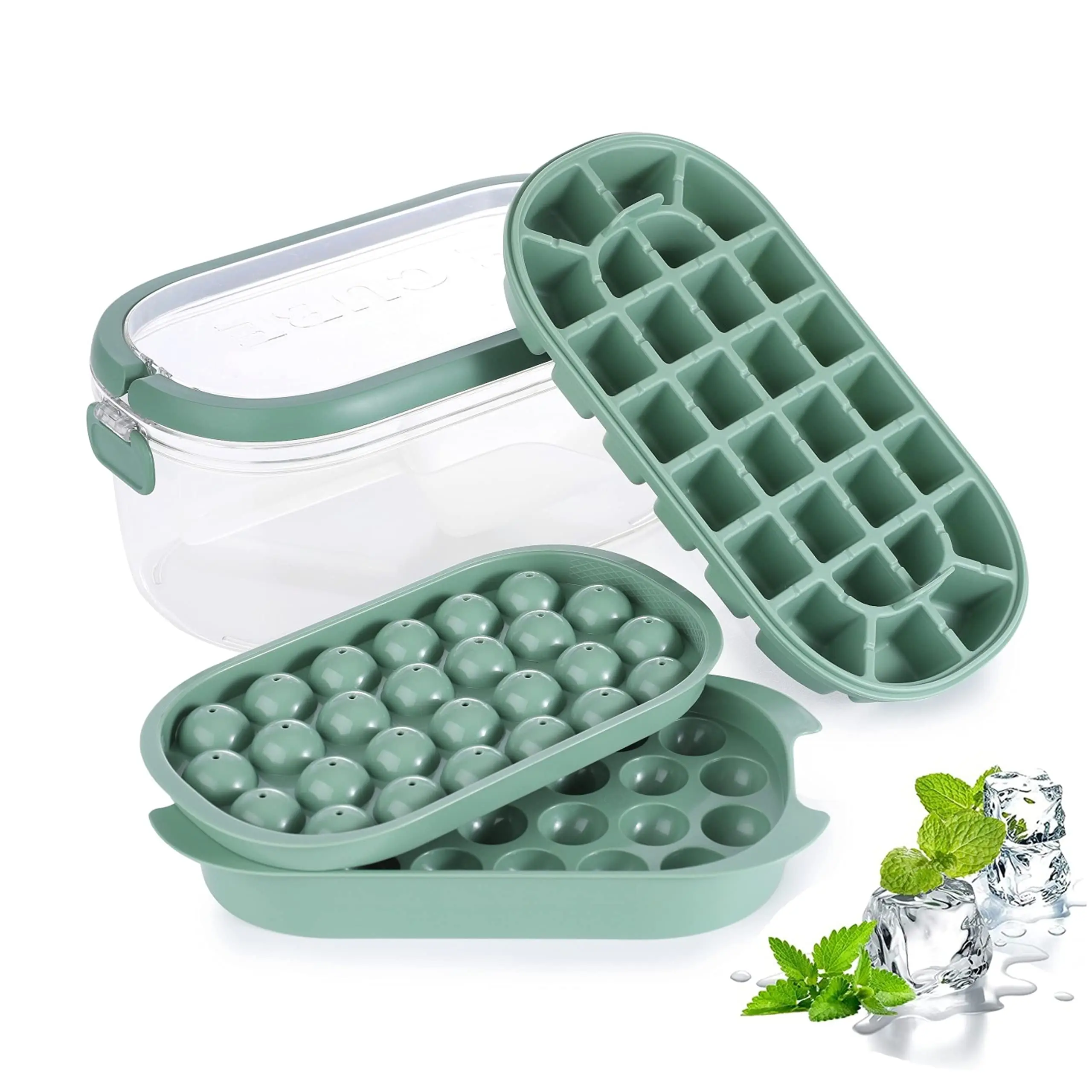 

Ice Cube Mould Box Ice Cube Tray with Lid Large Capacity Storage Container Ice Ball Maker Fruit Ice DIY Portable Hidden Handle