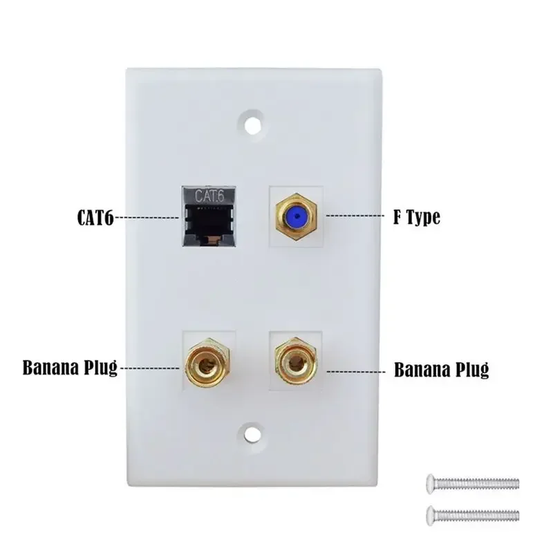 لوحة أمريكية متعددة المنافذ 115*70 مللي متر مقبس حائط تلفزيون F Head CAT6 شبكة عالية الوضوح HDMI متوافق مع رئيس مكبر الصوت #1
