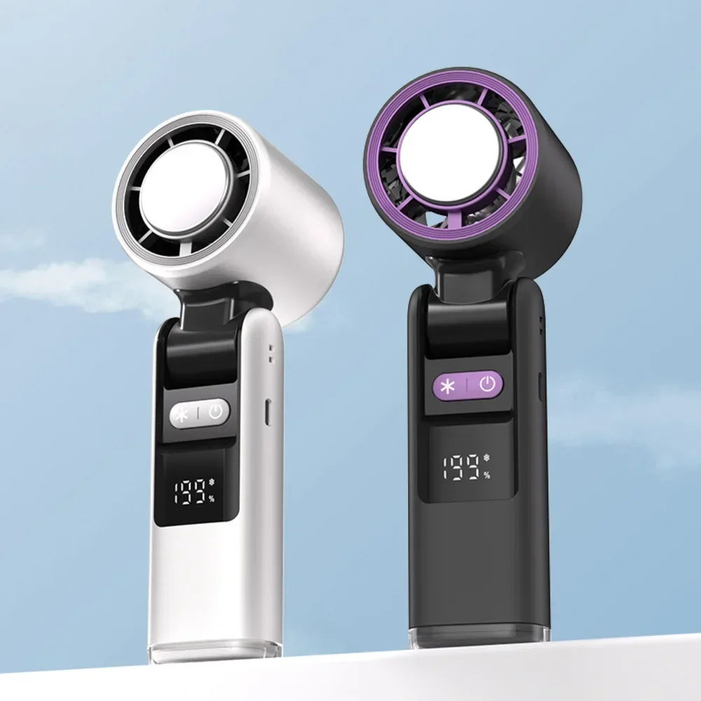 

Portable Handheld Fan With Ice Cooler 199 Speeds Perfect For Travel Folding Cooling Handheld Fan Replace Accessories