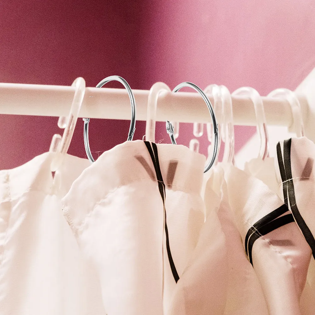 30Pcs Metal Circular Shower Curtain Rings Sturdy Hanging Hooks Simple Design Bathroom Curtain Accessories Shower Hooks