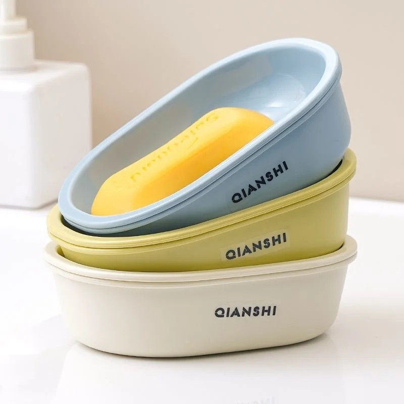 Double Layer Oval Soap Dish Simple Solid Color Drainable Soap Box for Bathroom Organization And Aesthetic Decor