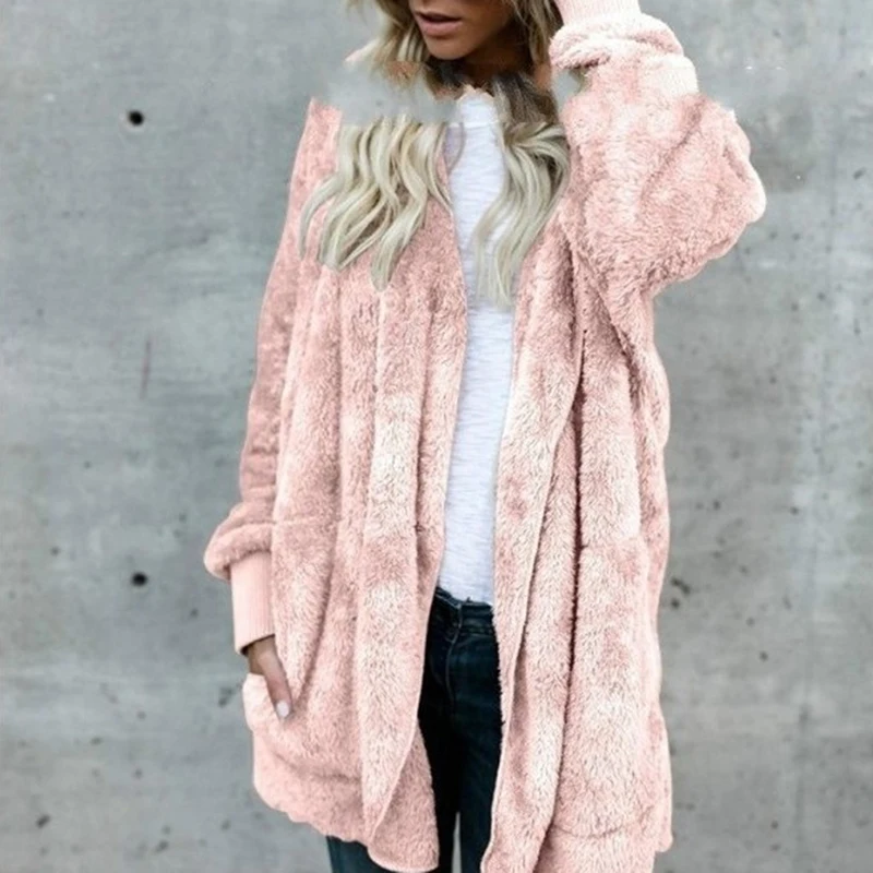 

Big Size Winter Coat Women Fur Cardigan Jacket Long Sides Both Side Wearing Faur Fur Coat Teddy Coat S-2Xl