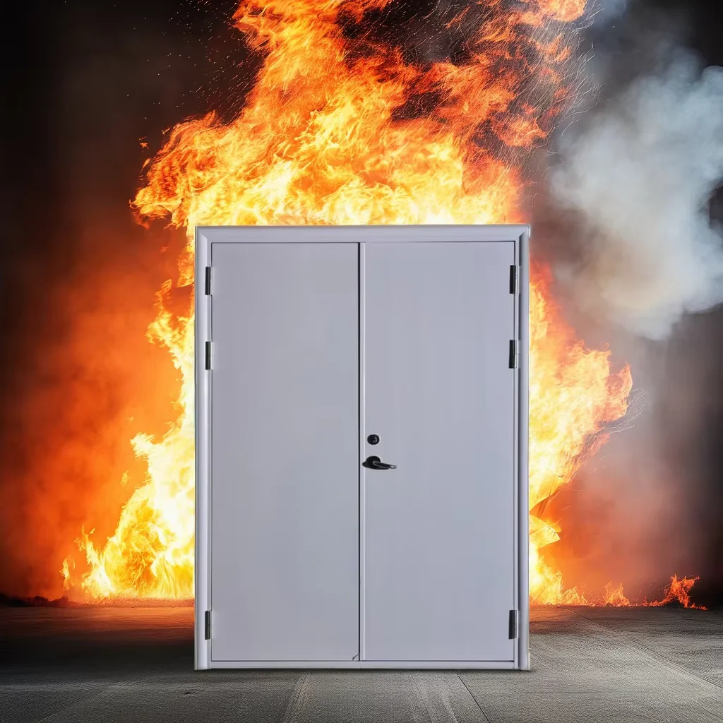 Exit Emergency Cold Rolled Steel Fire Proof Heat Resistance 1.5 Hour Fire Rated Steel Door With Closer Bar