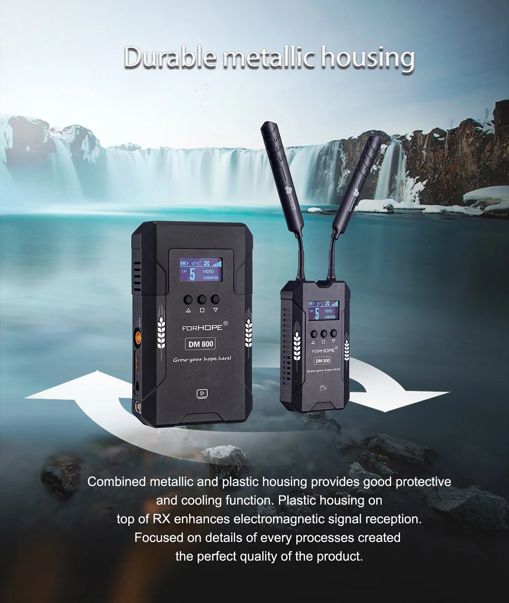 FORHOPE DM800  800FT Wireless Video Transmission System HDMI-Compatible & SDI Transmitter & Receiver  7-36V DC for Film Shooting