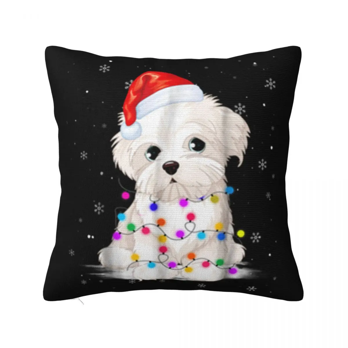 Official Maltese With Christmas Lights Santa Gift Rap Selling Harajuku Hipster Great Quality Pillow Case