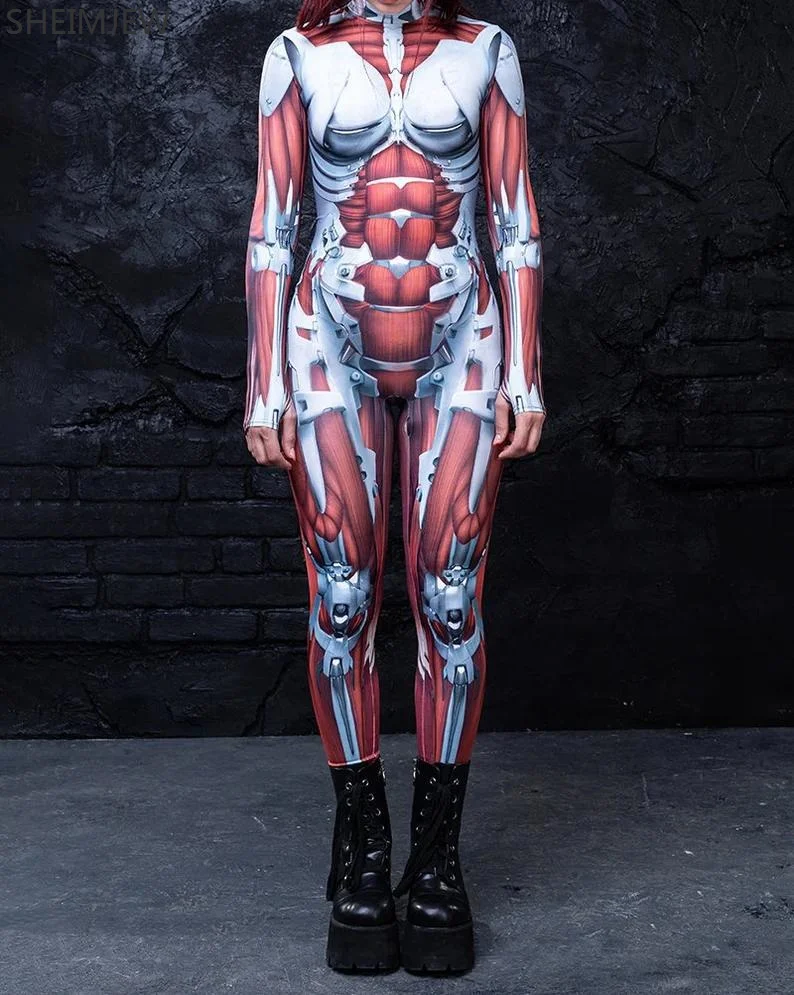 New 3D Print Women's Jumpsuit Stretch Casual Bodu Woman Zipper Zentai Bodysuit Cosplay Costume Jumpsuit Party Clothing