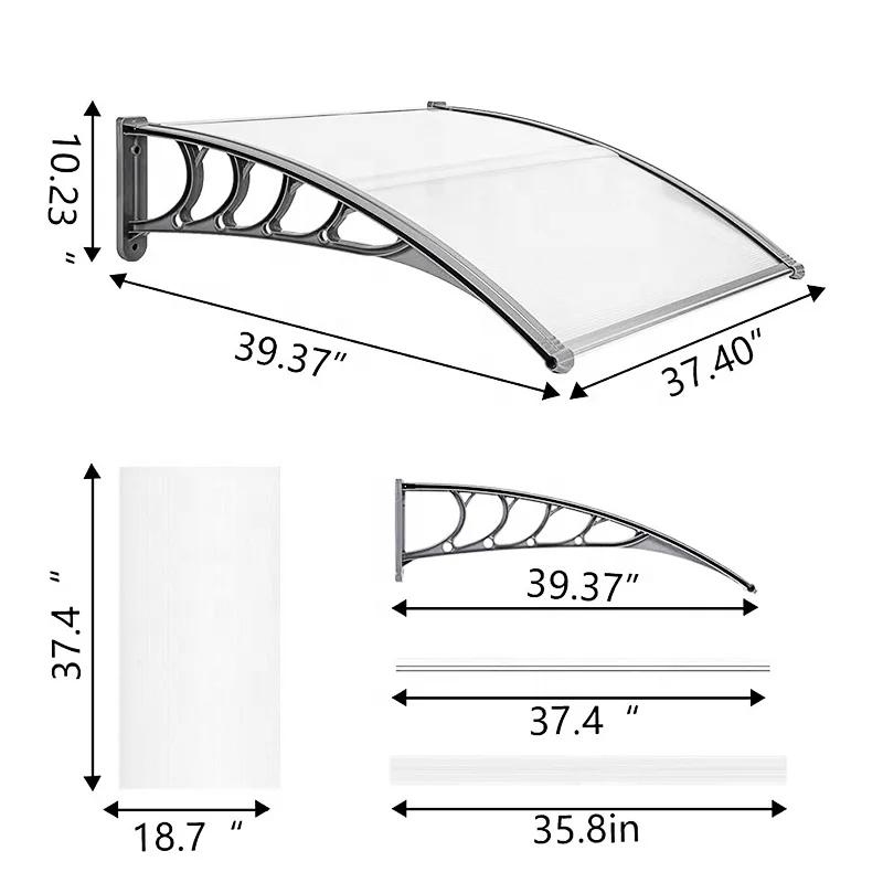 Front Door Awning Canopy Fast Dry Window Awning Cover Outdoor Patio Eaves Canopy   Household Domestic Awning