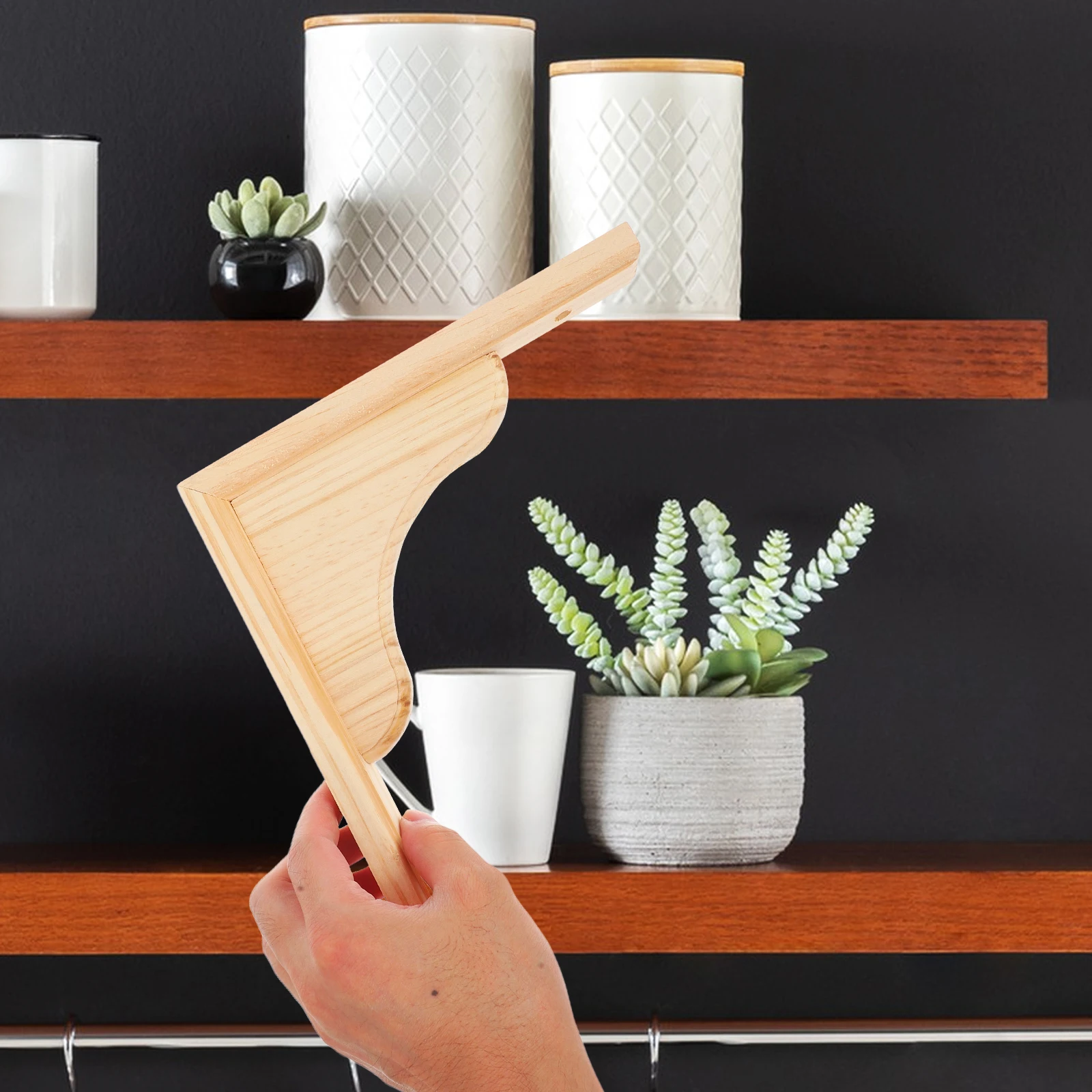 

Triangular Wooden Bracket Sturdy Shelf Support Minimalist Design Unique Shape Easy Mounting Hardware Included Rustic Decorative