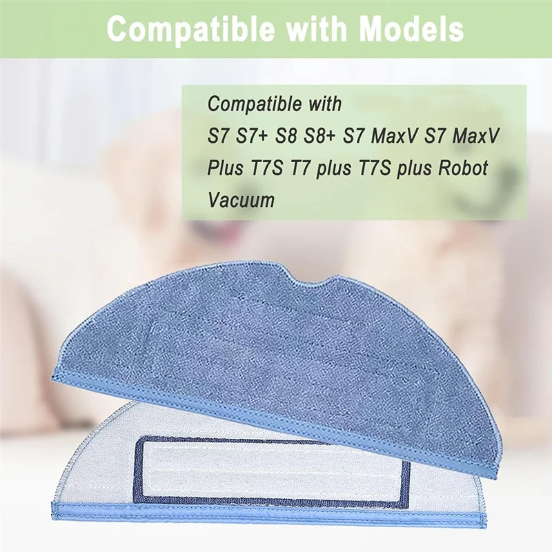 AT28-8PCS Vacuum Mop Replacement Pads For Roborock S7/S7/S7 Maxv/S8/S8/ S7 Maxv Plus/T7S/T7 Plus/T7S Plus Robot Vacuum