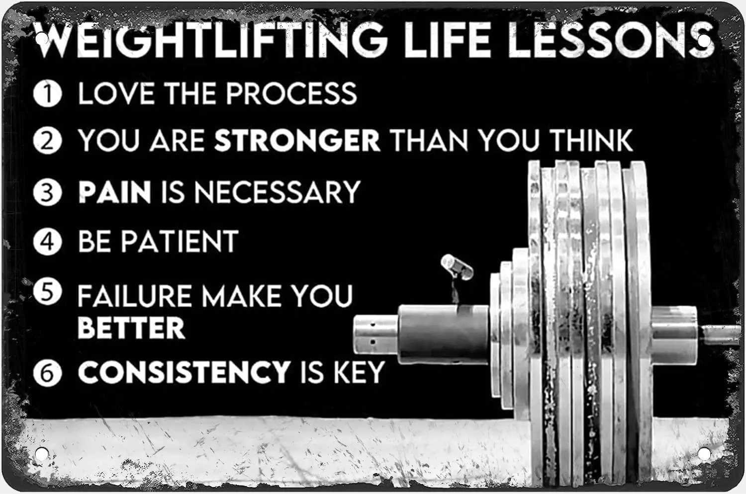 Weightlifting Life Lessons Retro Metal Tin Signs Fitness Inspirational Room Decor Printed Plaque Gym Club Home Wall Decor Gift F