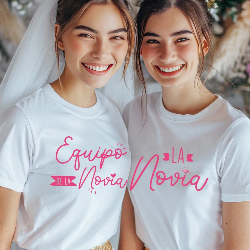 

Spanish Bridal Wedding Y2k Tops Father Mother of The Bride Team Bride Squad T-shirt Bachelorette Hen Party Blouses Graphic Tees