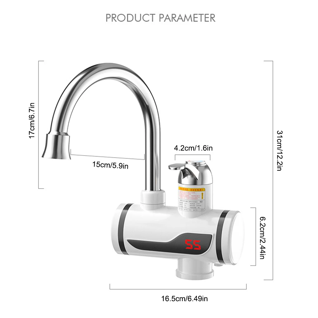 Electric Faucet LED Screen Digital Display IPX4 Waterproof Tap Mixer Rapid Heat Water Heater 220V 110V Safe Deck Sprayer