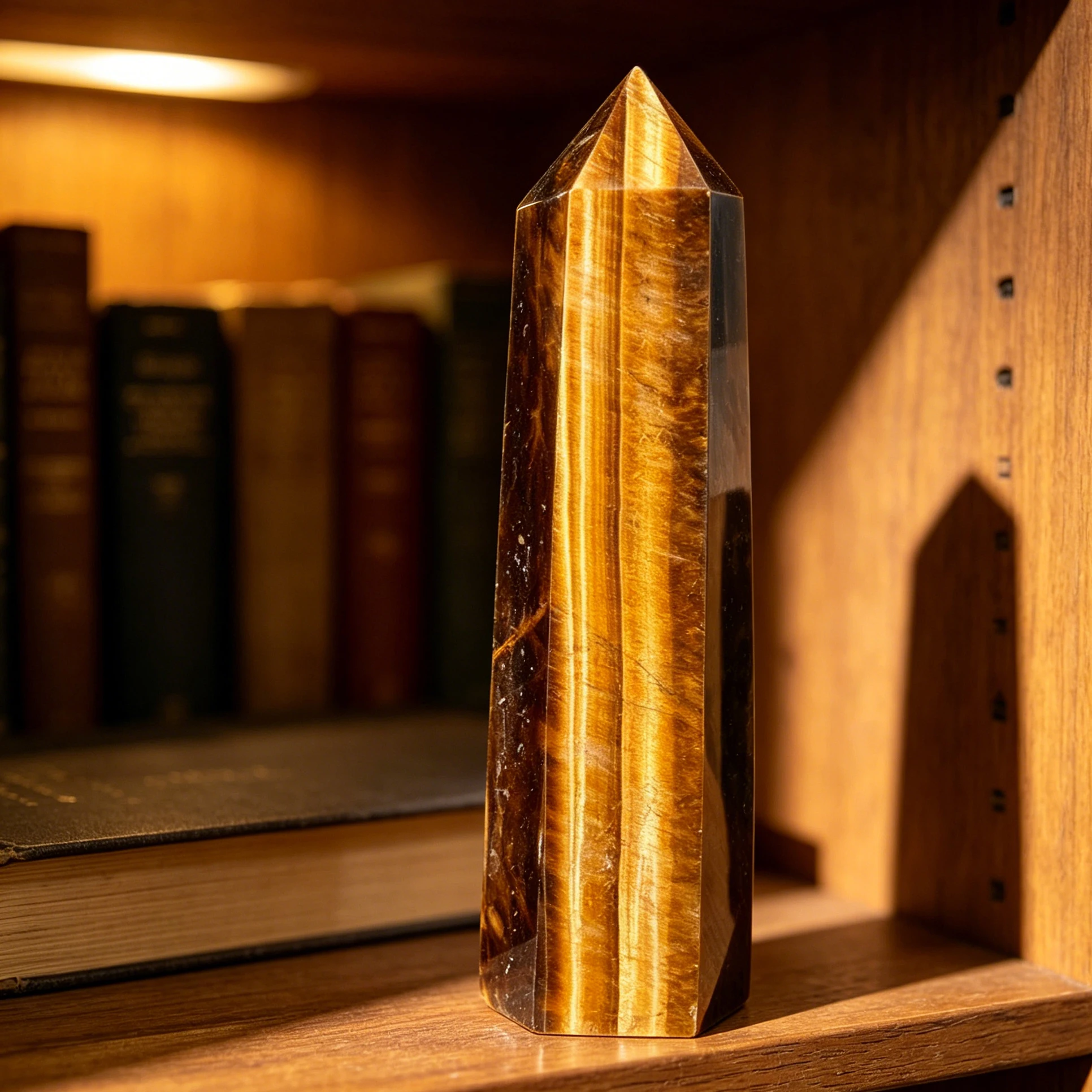 Large Natural Tiger Eye Crystal Obelisk Tower Point 6 Faceted Big Wand 15-17cm Chatoyant High Quality Hand Polished Dreamlike Gem Figurine Home Decor Desk Ornament Office Decor Room Decor Bedroom Decor Table Centerpiece Collectible Specimen Lucky Gift Set