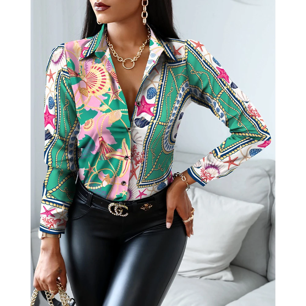 202 الخريف الأزهار طباعة طويلة Sve irt المرأة الأعلى Faionable للتخصيص تصميم محطة مستقلة موقع eBay وصول جديد #4