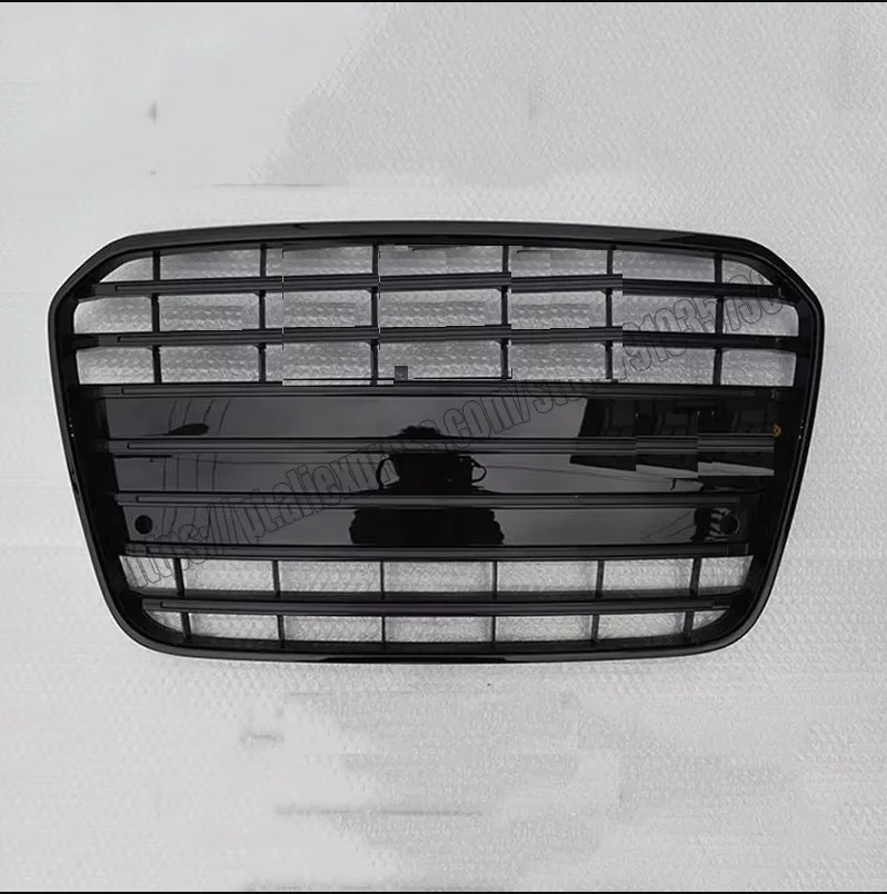 S6 Style Black Front Grille Grill For Audi A6 C7 2013 13 2014 14 2015 15 Black Frame Black Rings