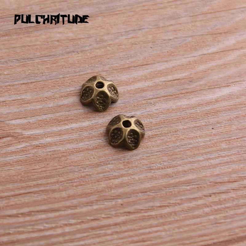 60pcs 5*9*9mm Two Color Bead Caps Charm Hollow Lotus Pendants Jewelry Accessories DIY Receptacle Charms