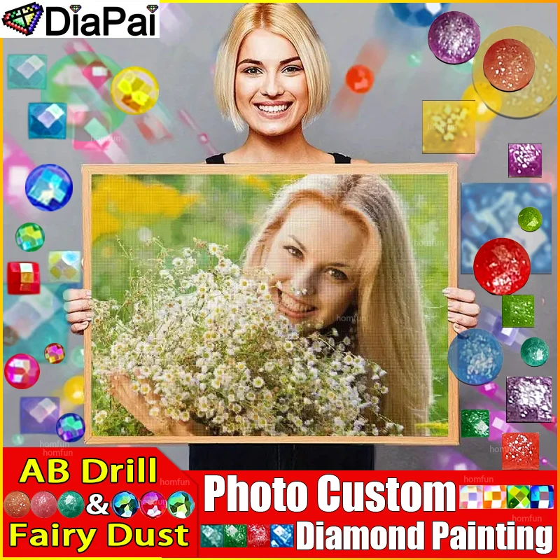 DIAPAI Fairy ฝุ่น AB Fairy ฝุ่น AB Photo Custom เพชรภาพวาด 5D DIY Rhinestone ภาพเต็มรูปแบบรอบเพชรเย็บปักถักร้อย