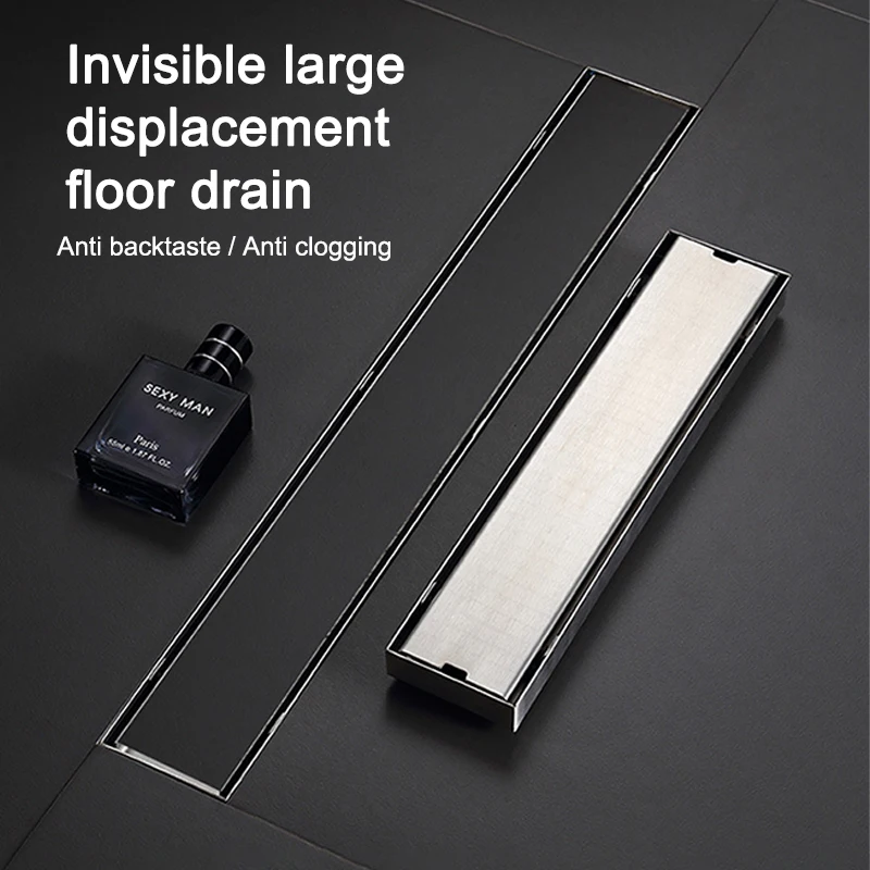 

Bathroom Invisible Floor Drain Silver Middle/Side Drainage Stainless Steel Deodorant Floor Drains Self-sealing Floor Drain Core