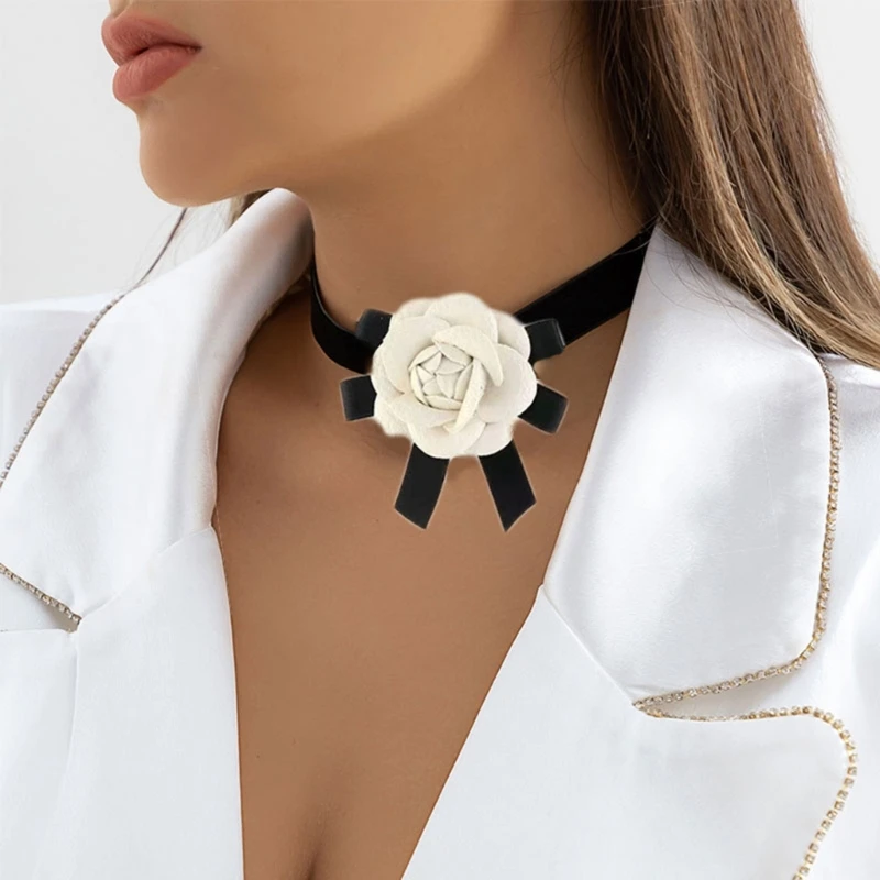 Camellia Cổ Vòng Cổ Bowtie Choker Trang Sức Nữ Xương Đòn Dây Chuyền Vòng Cổ Dropsale