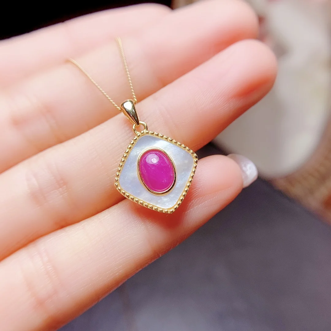 

Ruby Necklace Women's Silver 925 Jewelry Free shipping Gemstone Women's Pendant Gemstone Christmas Gift necklace pendant