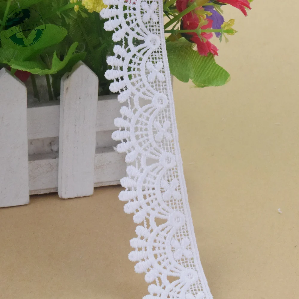 3cm White Wide Polyester Embroidery Lace French Ribbon Fabric Guipure Diy Trims Wedding Sewing Accessories Doll Dress#4350