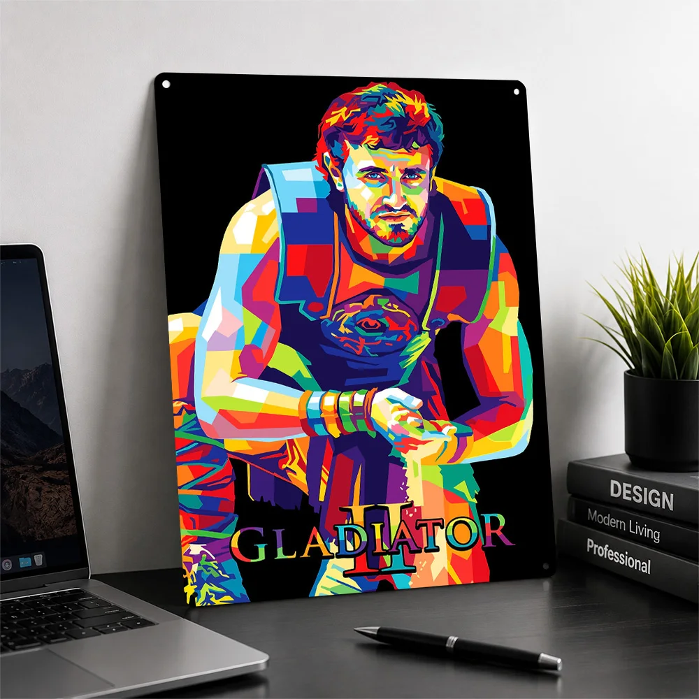 Gladiator II Pop Art 3D Texture Printed Poster Custom Vintage Metal Tin Plate Sign for Wall Art Bar Accessories Home Decorations