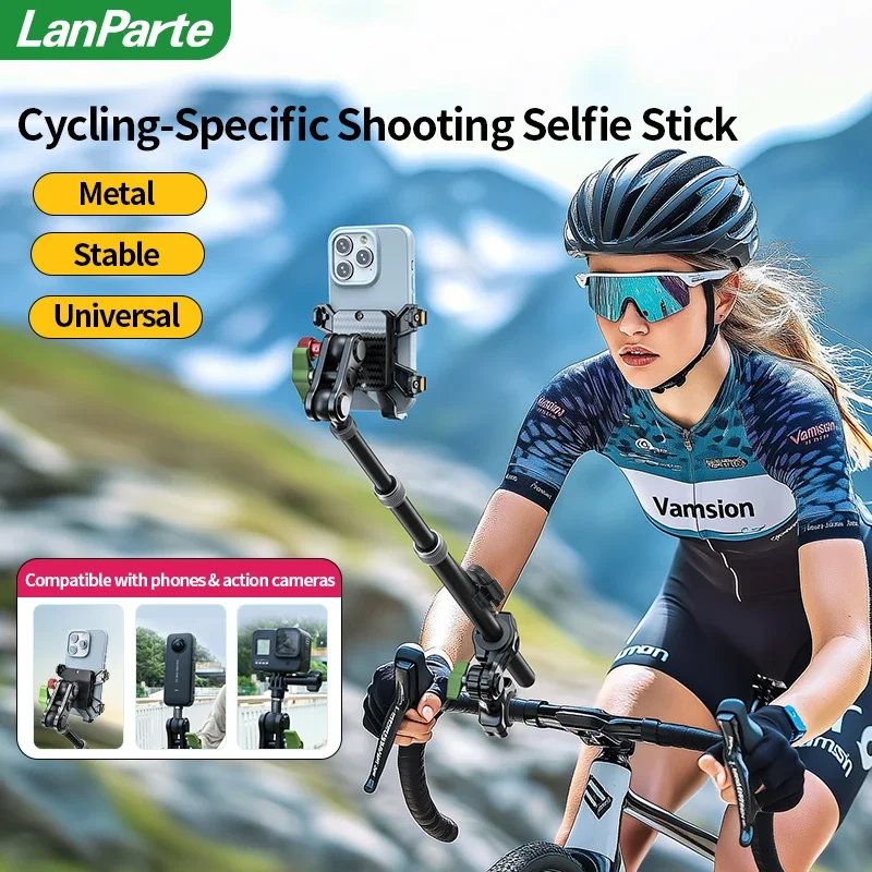 Aluminium Bike Selfie Stick Mount for GoPro  Insta360 X4 X3 Mobile Phone Riding Action Camera Handlebar Mount  Cycling Monopod