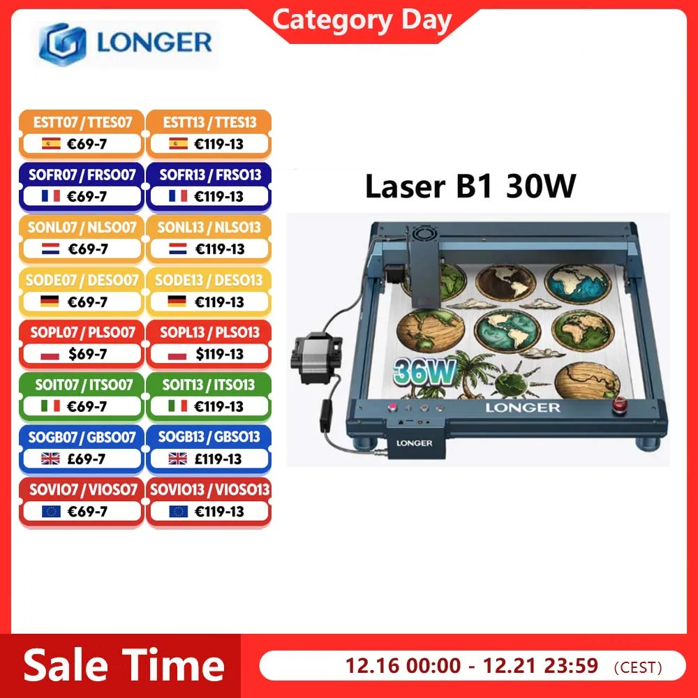 Laser plus long B1 30W (puissance de sortie 33-36W), diode à 6 cœurs, puissance 33-36W, le graveur laser améliore les capacités de coupe