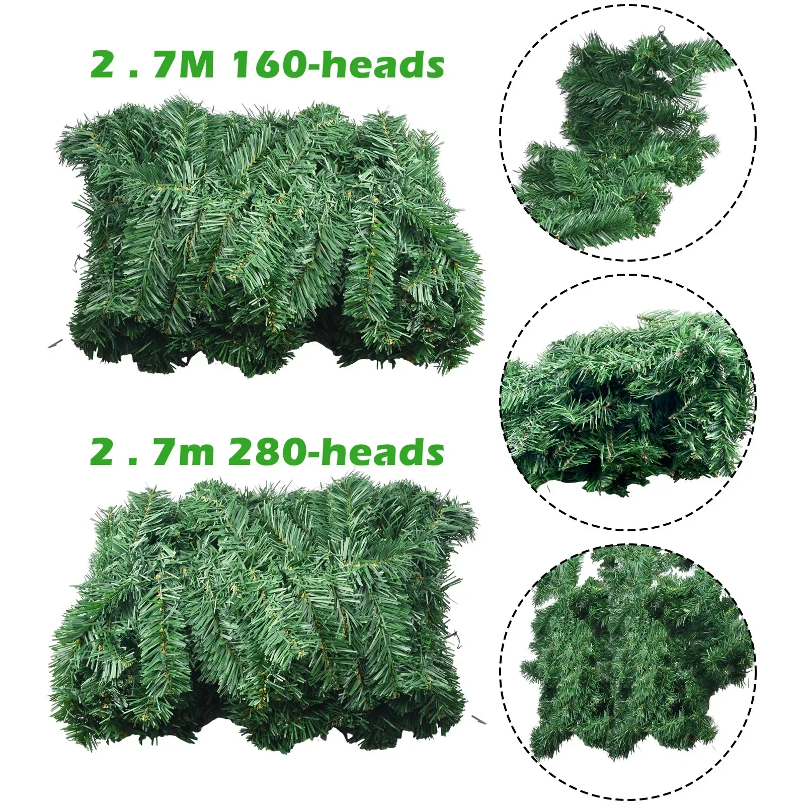 

2.7M Artificial Green Christmas Garland Wreath Christmas Pine Tree Rattan Decor 2023 Christmas Ornaments For Stairs Novelty