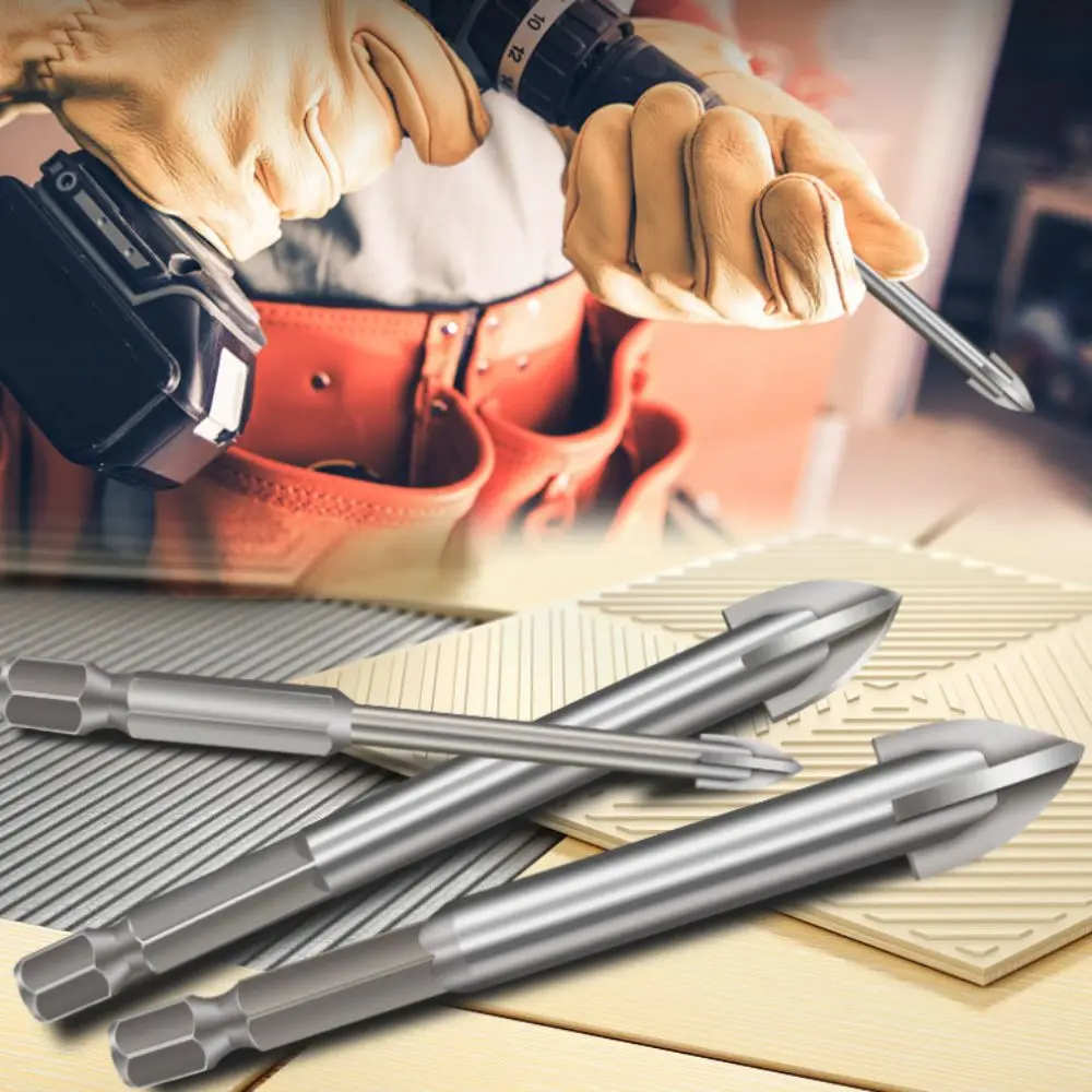 5 шт. износостойкое треугольное сверло, четырехстороннее твердосплавное сверло разных размеров, твердое острое крестовое шестигранное сверло для бетона