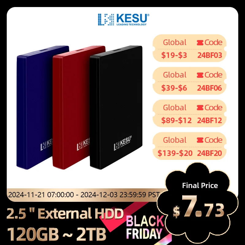 KESU HDD Portable External Hard Drive 2tb/1tb/500gb/750gb 2.5