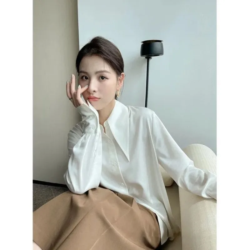 Women\'s Korean Lapel Shirt Women\'s New Shirt Loose Design Multi-functional Top Long-sleeved Shirt Blouse