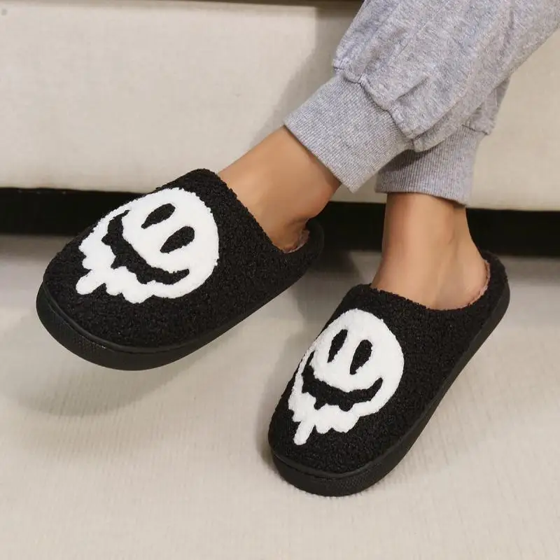 Halloween Funny Casual Fluffy Slippers Women House Flats Cute Cartoon Designer Winter Shoes Girls Fashion Footwear Large Size