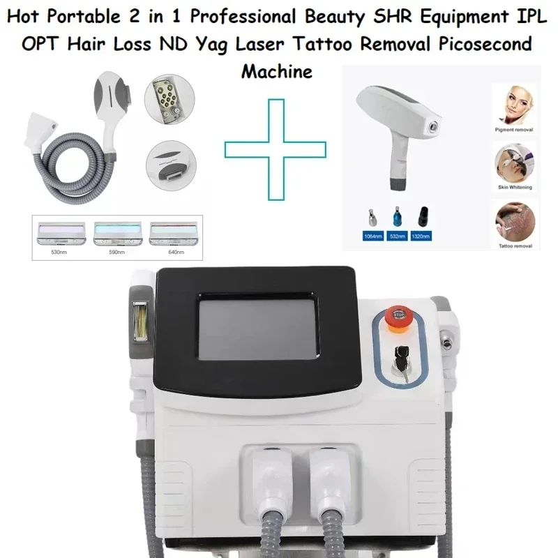 

New Design 2024 2 in 1 Picolaser Q Switched Nd Yag Laser Carbon Peeling IPL OPT Hair Removal Machine