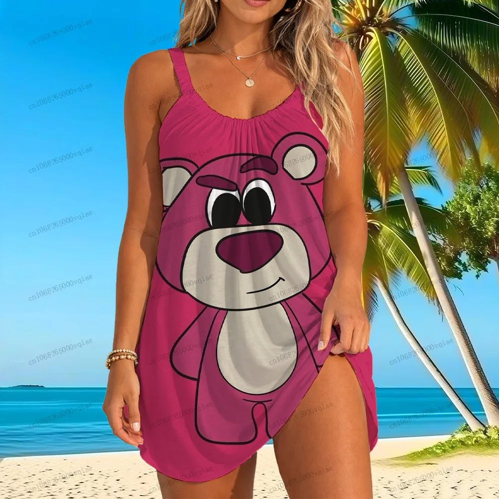 

Женское пляжное платье-слинг Disney LOTSO, элегантные женские платья, новые модели 2026 года, аниме-платья с V-образным вырезом, размеры S-3XL, высокое качество, лето
