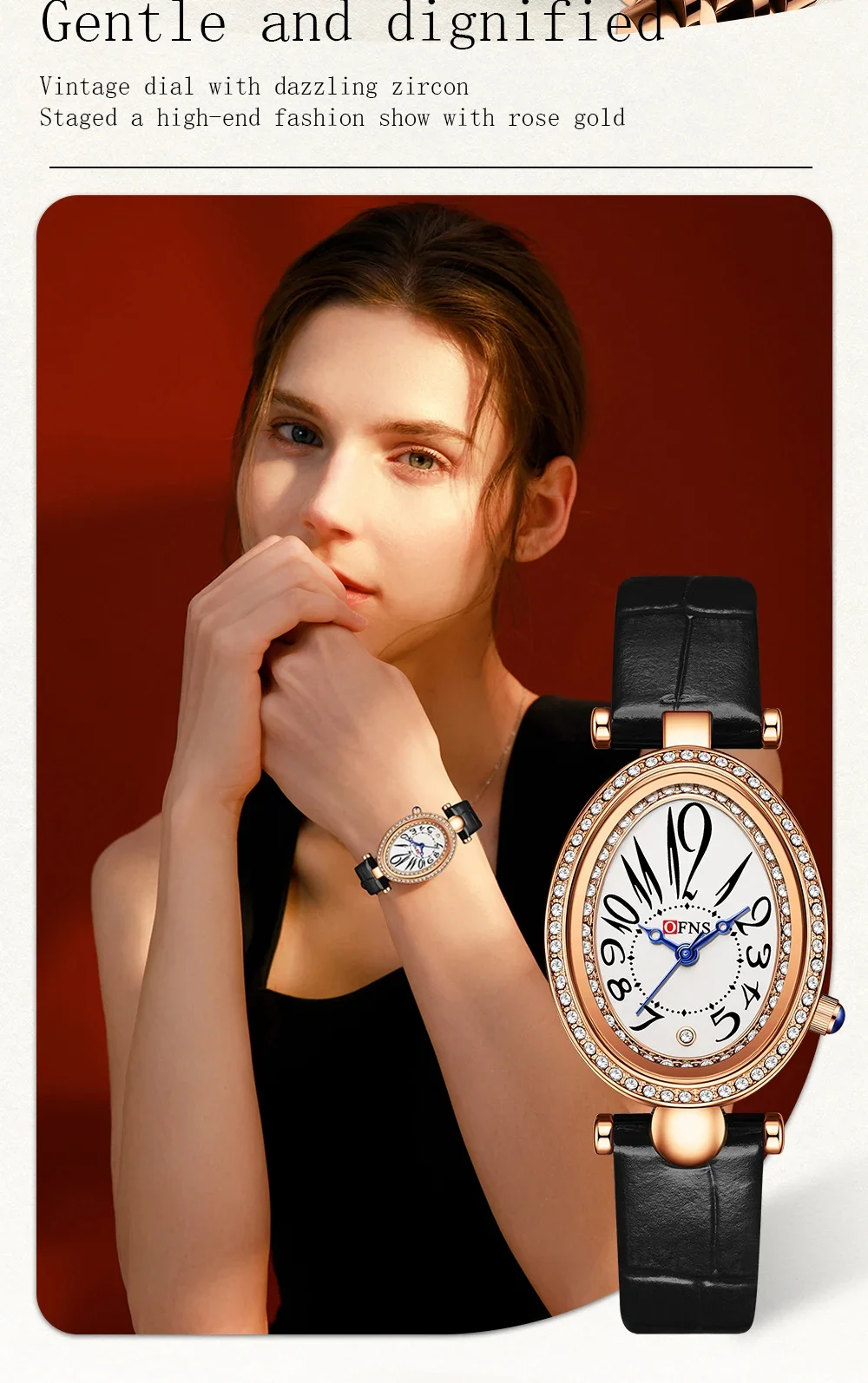 OFNS Новинка 1540, хит продаж, женские часы с антикварным стилем, овальные кварцевые часы с инкрустацией бриллиантами, водонепроницаемые часы в стиле ретро со стальным ремешком